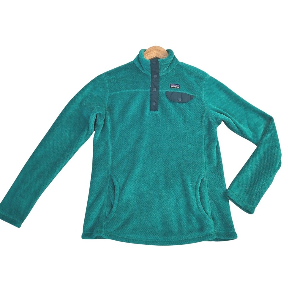Patagonia Girls Re-Tool Snap-T Fleece Pullover Teal Green XL 14 65585